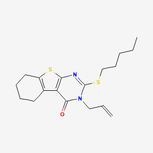 molecular formula C18H24N2OS2 B14158022 2-Pentylsulfanyl-3-prop-2-enyl-5,6,7,8-tetrahydro-[1]benzothiolo[2,3-d]pyrimidin-4-one CAS No. 4594-43-8