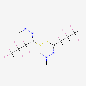molecular formula C12H12F14N4S2 B14158046 [N-(dimethylamino)-C-(1,1,2,2,3,3,3-heptafluoropropyl)carbonimidoyl]sulfanyl N-(dimethylamino)-2,2,3,3,4,4,4-heptafluorobutanimidothioate CAS No. 4454-59-5