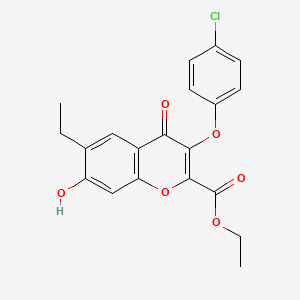 molecular formula C20H17ClO6 B14158078 ethyl 3-(4-chlorophenoxy)-6-ethyl-7-hydroxy-4-oxo-4H-chromene-2-carboxylate CAS No. 6596-05-0