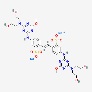 molecular formula C30H36N10Na2O12S2 B14158164 Benzenesulfonic acid, 2,2'-(1,2-ethenediyl)bis(5-((4-(bis(2-hydroxyethyl)amino)-6-methoxy-1,3,5-triazin-2-yl)amino)-, disodium salt CAS No. 4470-72-8
