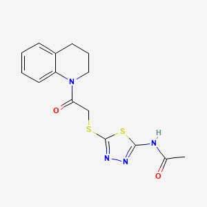 molecular formula C15H16N4O2S2 B14158405 N-[5-[2-(3,4-dihydro-2H-quinolin-1-yl)-2-oxoethyl]sulfanyl-1,3,4-thiadiazol-2-yl]acetamide CAS No. 392299-92-2