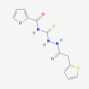 molecular formula C12H11N3O3S2 B14158407 N-[[(2-thiophen-2-ylacetyl)amino]carbamothioyl]furan-2-carboxamide CAS No. 332390-02-0
