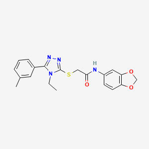 molecular formula C20H20N4O3S B14158575 N-(1,3-benzodioxol-5-yl)-2-[[4-ethyl-5-(3-methylphenyl)-1,2,4-triazol-3-yl]sulfanyl]acetamide CAS No. 3869-01-0