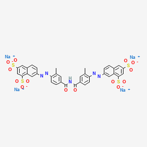 molecular formula C36H23N5Na4O14S4 B14158740 Tetrasodium;7-[[4-[[4-[(6,8-disulfonatonaphthalen-2-yl)diazenyl]-3-methylbenzoyl]carbamoyl]-2-methylphenyl]diazenyl]naphthalene-1,3-disulfonate CAS No. 28706-21-0