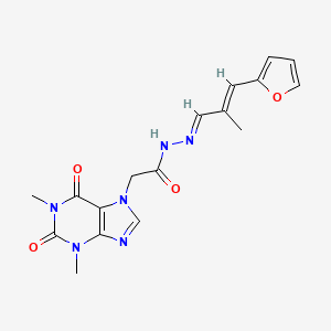 molecular formula C17H18N6O4 B14158761 2-(1,3-dimethyl-2,6-dioxo-1,2,3,6-tetrahydro-7H-purin-7-yl)-N'-[(1E,2E)-3-(furan-2-yl)-2-methylprop-2-en-1-ylidene]acetohydrazide 