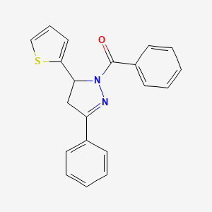 molecular formula C20H16N2OS B14158798 Phenyl-(5-phenyl-3-thiophen-2-yl-3,4-dihydropyrazol-2-yl)methanone CAS No. 340000-29-5