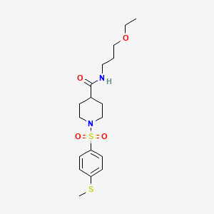 molecular formula C18H28N2O4S2 B14158927 N-(3-ethoxypropyl)-1-{[4-(methylsulfanyl)phenyl]sulfonyl}piperidine-4-carboxamide CAS No. 879034-74-9