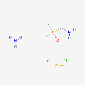 molecular formula C3H13Cl2N2OPPt B141591 Amminedichloro(1-(dimethylphosphinyl)methanamine-N)platinum CAS No. 129241-79-8