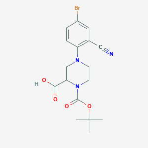 4-(4-Bromo-2-cyanophenyl)-1-[(2-methylpropan-2-yl)oxycarbonyl]piperazine-2-carboxylic acid
