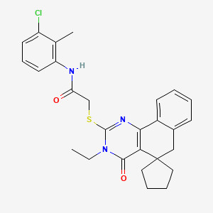 molecular formula C27H28ClN3O2S B14159333 N-(3-chloro-2-methylphenyl)-2-(3-ethyl-4-oxospiro[6H-benzo[h]quinazoline-5,1'-cyclopentane]-2-yl)sulfanylacetamide CAS No. 842971-10-2