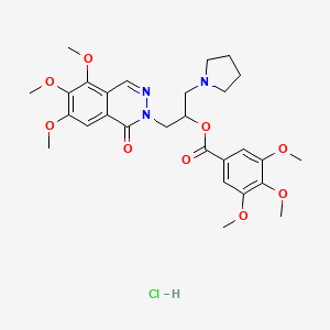 molecular formula C28H36ClN3O9 B14159492 Benzoic acid, 3,4,5-trimethoxy-, 1-(1-pyrrolidinylmethyl)-2-(5,6,7-trimethoxy-1-oxo-2(1H)-phthalazinyl)ethyl ester, monohydrochloride CAS No. 38952-84-0