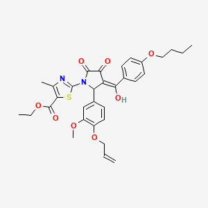 molecular formula C32H34N2O8S B14159520 Ethyl 2-(2-(4-(allyloxy)-3-methoxyphenyl)-3-(4-butoxybenzoyl)-4-hydroxy-5-oxo-2,5-dihydro-1H-pyrrol-1-yl)-4-methylthiazole-5-carboxylate CAS No. 609795-40-6