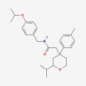 molecular formula C27H37NO3 B14159536 Tetrahydro-N-[[4-(1-methylethoxy)phenyl]methyl]-2-(1-methylethyl)-4-(4-methylphenyl)-2H-pyran-4-acetamide CAS No. 858751-77-6
