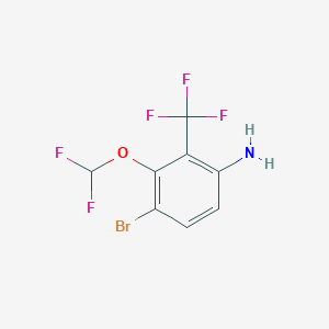 molecular formula C8H5BrF5NO B1415958 4-Bromo-3-difluoromethoxy-2-(trifluoromethyl)aniline CAS No. 1807186-19-1