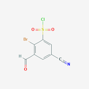 molecular formula C8H3BrClNO3S B1415962 2-Bromo-5-cyano-3-formylbenzenesulfonyl chloride CAS No. 1805485-65-7