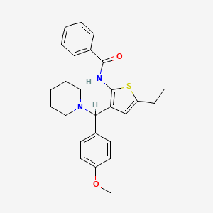 molecular formula C26H30N2O2S B14159653 N-{5-ethyl-3-[(4-methoxyphenyl)(piperidin-1-yl)methyl]thiophen-2-yl}benzamide CAS No. 6911-46-2