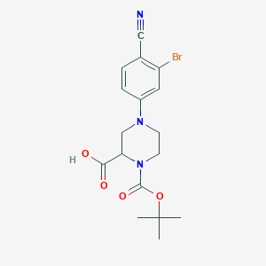 4-(3-Bromo-4-cyanophenyl)-1-[(2-methylpropan-2-yl)oxycarbonyl]piperazine-2-carboxylic acid