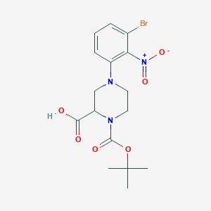 4-(3-Bromo-2-nitrophenyl)-1-[(2-methylpropan-2-yl)oxycarbonyl]piperazine-2-carboxylic acid
