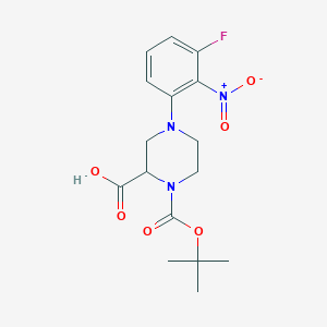4-(3-Fluoro-2-nitrophenyl)-1-[(2-methylpropan-2-yl)oxycarbonyl]piperazine-2-carboxylic acid