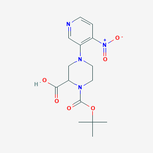 1-[(2-Methylpropan-2-yl)oxycarbonyl]-4-(4-nitropyridin-3-yl)piperazine-2-carboxylic acid