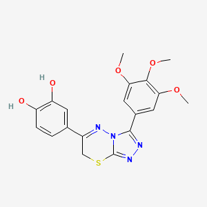 molecular formula C19H18N4O5S B14160136 4-[3-(3,4,5-trimethoxyphenyl)-7H-[1,2,4]triazolo[3,4-b][1,3,4]thiadiazin-6-yl]benzene-1,2-diol CAS No. 4876-06-6