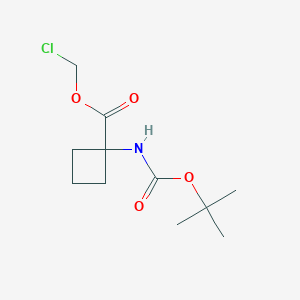 molecular formula C11H18ClNO4 B1416016 Chloromethyl 1-((tert-butoxycarbonyl)amino)cyclobutanecarboxylate CAS No. 2137597-36-3