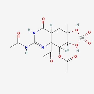 molecular formula C15H21N3O9Os B14160175 Osmium, (N-(8a-acetyl-8-(acetyloxy)-1,4,4a,5,6,7,8,8a-octahydro-6,7-dihydroxy-6-methyl-4-oxo-2-quinazolinyl)acetamidato(2-)-O6,O7)dioxo-, (T-4-(4aalpha,6beta,7beta,8alpha,8aalpha))- CAS No. 87037-53-4