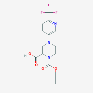 1-[(2-Methylpropan-2-yl)oxycarbonyl]-4-[6-(trifluoromethyl)pyridin-3-yl]piperazine-2-carboxylic acid
