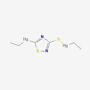 molecular formula C6H10Hg2N2S2 B14160322 Ethyl(5-ethylmercuri-3-(1,2,4-thiadiazolyl)thio)mercury(II) CAS No. 73928-12-8