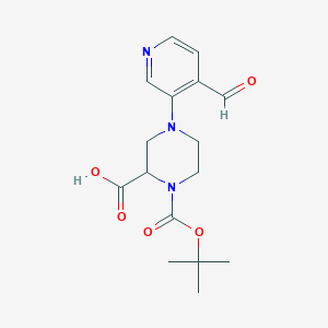 4-(4-Formylpyridin-3-yl)-1-[(2-methylpropan-2-yl)oxycarbonyl]piperazine-2-carboxylic acid