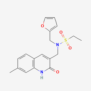 molecular formula C18H20N2O4S B14160414 N-(furan-2-ylmethyl)-N-[(7-methyl-2-oxo-1,2-dihydroquinolin-3-yl)methyl]ethanesulfonamide CAS No. 483346-52-7