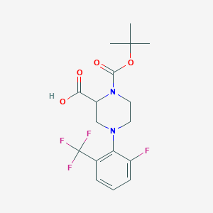 4-[2-Fluoro-6-(trifluoromethyl)phenyl]-1-[(2-methylpropan-2-yl)oxycarbonyl]piperazine-2-carboxylic acid