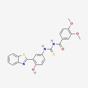 molecular formula C23H19N3O4S2 B14160564 N-{[3-(1,3-Benzothiazol-2(3H)-ylidene)-4-oxocyclohexa-1,5-dien-1-yl]carbamothioyl}-3,4-dimethoxybenzamide CAS No. 4848-10-6