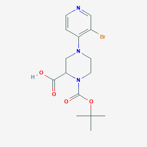 molecular formula C15H20BrN3O4 B1416057 4-(3-Bromopyridin-4-yl)-1-[(2-methylpropan-2-yl)oxycarbonyl]piperazine-2-carboxylic acid CAS No. 1786468-03-8