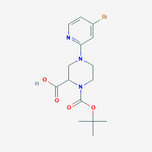 molecular formula C15H20BrN3O4 B1416058 4-(4-Bromopyridin-2-yl)-1-[(2-methylpropan-2-yl)oxycarbonyl]piperazine-2-carboxylic acid CAS No. 1786525-42-5