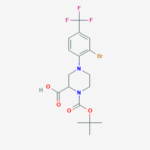 4-[2-Bromo-4-(trifluoromethyl)phenyl]-1-[(2-methylpropan-2-yl)oxycarbonyl]piperazine-2-carboxylic acid