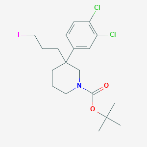 molecular formula C19H26Cl2INO2 B1416068 tert-Butyl 3-(3,4-dichlorophenyl)-3-(3-iodopropyl)-1-piperidinecarboxylate CAS No. 256497-22-0