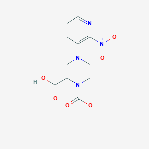 molecular formula C15H20N4O6 B1416070 1-[(2-Methylpropan-2-yl)oxycarbonyl]-4-(2-nitropyridin-3-yl)piperazine-2-carboxylic acid CAS No. 1786569-21-8