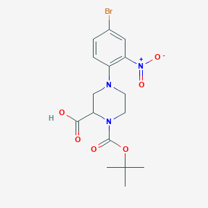 molecular formula C16H20BrN3O6 B1416074 4-(4-Bromo-2-nitrophenyl)-1-[(2-methylpropan-2-yl)oxycarbonyl]piperazine-2-carboxylic acid CAS No. 1786811-31-1
