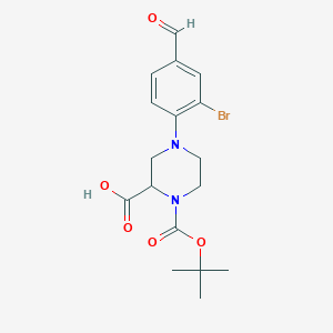 molecular formula C17H21BrN2O5 B1416076 4-(2-Bromo-4-formylphenyl)-1-[(2-methylpropan-2-yl)oxycarbonyl]piperazine-2-carboxylic acid CAS No. 1786553-06-7
