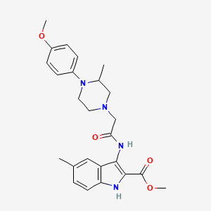 molecular formula C25H30N4O4 B14160764 methyl 3-({[(3R)-4-(4-methoxyphenyl)-3-methylpiperazin-1-yl]acetyl}amino)-5-methyl-1H-indole-2-carboxylate CAS No. 890092-30-5