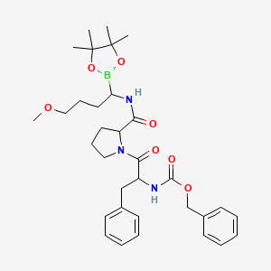 molecular formula C33H46BN3O7 B14160772 benzyl N-[1-[2-[[4-methoxy-1-(4,4,5,5-tetramethyl-1,3,2-dioxaborolan-2-yl)butyl]carbamoyl]pyrrolidin-1-yl]-1-oxo-3-phenylpropan-2-yl]carbamate 