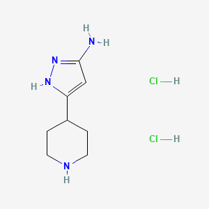 molecular formula C8H16Cl2N4 B1416081 5-(4-Piperidinyl)-1H-pyrazol-3-amine dihydrochloride CAS No. 1799293-20-1