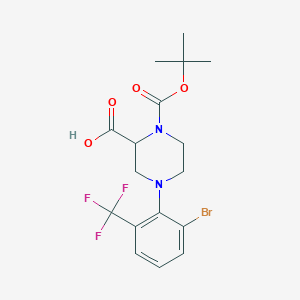 4-[2-Bromo-6-(trifluoromethyl)phenyl]-1-[(2-methylpropan-2-yl)oxycarbonyl]piperazine-2-carboxylic acid