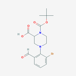 4-(2-Bromo-6-formylphenyl)-1-[(2-methylpropan-2-yl)oxycarbonyl]piperazine-2-carboxylic acid