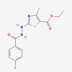 molecular formula C14H14FN3O3S B14160854 Ethyl 2-[2-(4-fluorobenzoyl)hydrazinyl]-4-methyl-1,3-thiazole-5-carboxylate CAS No. 578002-07-0