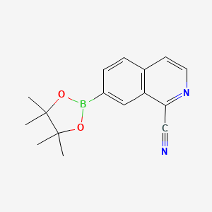 molecular formula C16H17BN2O2 B1416086 7-(4,4,5,5-Tetramethyl-1,3,2-dioxaborolan-2-yl)isoquinoline-1-carbonitrile CAS No. 1872407-77-6