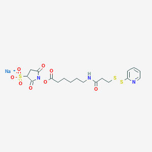 molecular formula C18H22N3NaO8S3 B014161 Sulfo-N-succinimidyl 6-[3-(2-Pyridyldithio)propionamido] Hexanoate, Sodium Salt CAS No. 169751-10-4