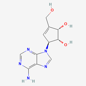 molecular formula C11H13N5O3 B14161050 (1R,2S,5S)-5-(6-aminopurin-9-yl)-3-(hydroxymethyl)cyclopent-3-ene-1,2-diol CAS No. 156407-85-1