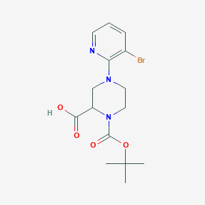 molecular formula C15H20BrN3O4 B1416109 4-(3-Bromopyridin-2-yl)-1-[(2-methylpropan-2-yl)oxycarbonyl]piperazine-2-carboxylic acid CAS No. 1786639-50-6